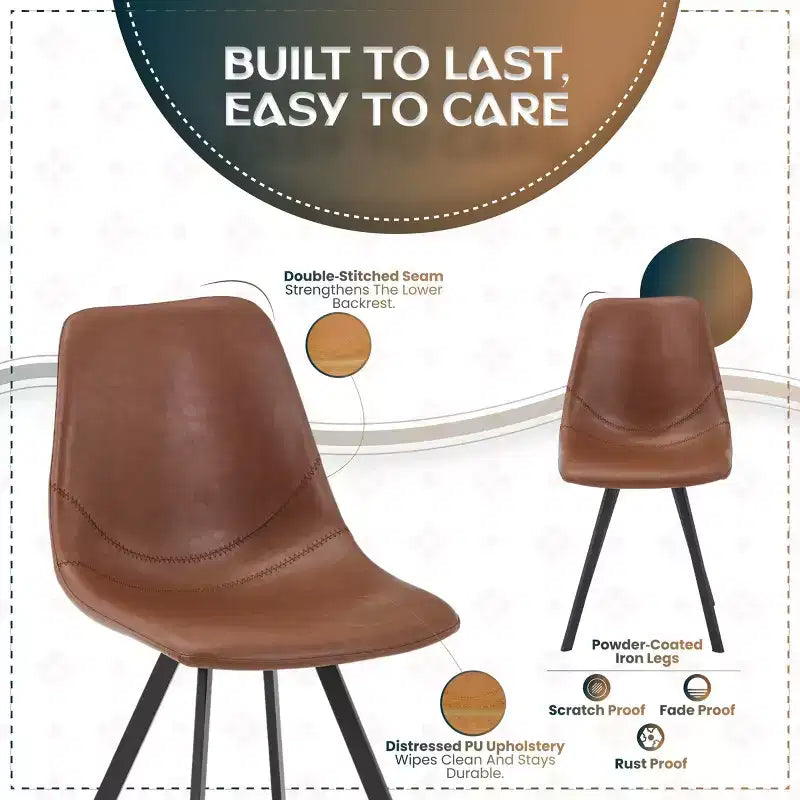 LeisureMod Markley Chaise de salle à manger moderne en cuir, assise rembourrée, pieds en métal, design élégant pour cuisine, salle à manger, bureau, salon ou café