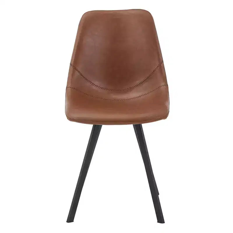 LeisureMod Markley Chaise de salle à manger moderne en cuir, assise rembourrée, pieds en métal, design élégant pour cuisine, salle à manger, bureau, salon ou café