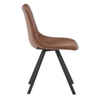 LeisureMod Markley Chaise de salle à manger moderne en cuir, assise rembourrée, pieds en métal, design élégant pour cuisine, salle à manger, bureau, salon ou café
