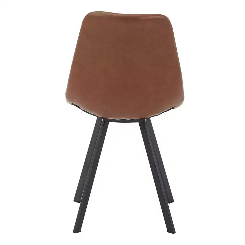 LeisureMod Markley Chaise de salle à manger moderne en cuir, assise rembourrée, pieds en métal, design élégant pour cuisine, salle à manger, bureau, salon ou café