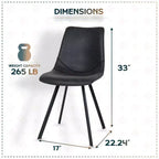 LeisureMod Markley Chaise de salle à manger moderne en cuir, assise rembourrée, pieds en métal, design élégant pour cuisine, salle à manger, bureau, salon ou café