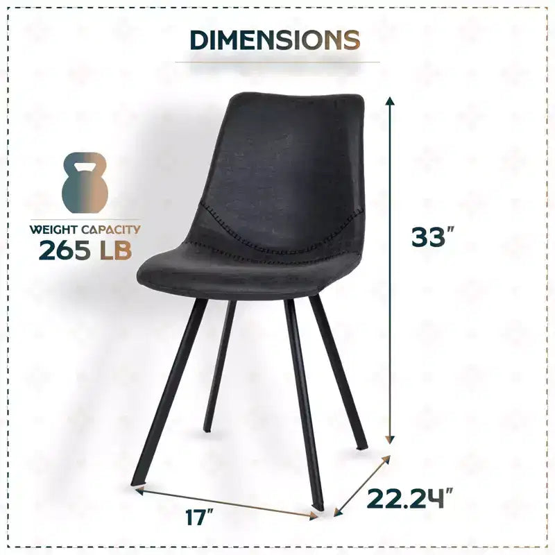 LeisureMod Markley Chaise de salle à manger moderne en cuir, assise rembourrée, pieds en métal, design élégant pour cuisine, salle à manger, bureau, salon ou café