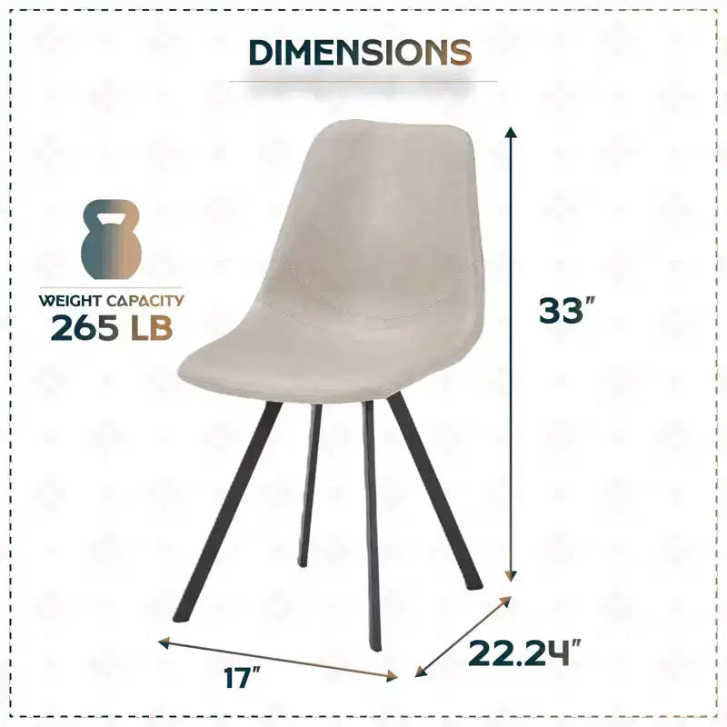 LeisureMod Markley Chaise de salle à manger moderne en cuir, assise rembourrée, pieds en métal, design élégant pour cuisine, salle à manger, bureau, salon ou café