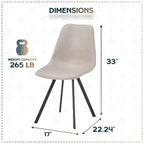 LeisureMod Markley Chaise de salle à manger moderne en cuir, assise rembourrée, pieds en métal, design élégant pour cuisine, salle à manger, bureau, salon ou café