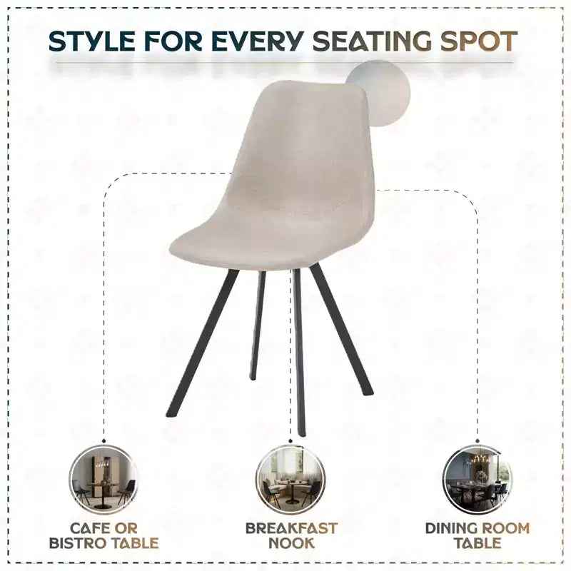 LeisureMod Markley Chaise de salle à manger moderne en cuir, assise rembourrée, pieds en métal, design élégant pour cuisine, salle à manger, bureau, salon ou café