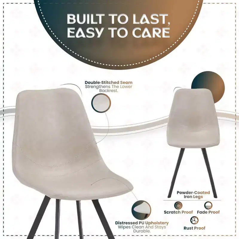 LeisureMod Markley Chaise de salle à manger moderne en cuir, assise rembourrée, pieds en métal, design élégant pour cuisine, salle à manger, bureau, salon ou café