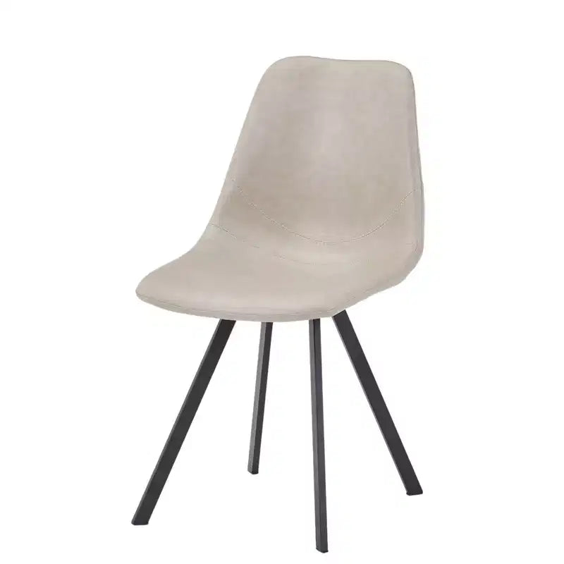 LeisureMod Markley Chaise de salle à manger moderne en cuir, assise rembourrée, pieds en métal, design élégant pour cuisine, salle à manger, bureau, salon ou café