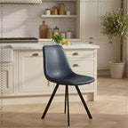 LeisureMod Markley Chaise de salle à manger moderne en cuir, assise rembourrée, pieds en métal, design élégant pour cuisine, salle à manger, bureau, salon ou café