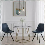 LeisureMod Markley Chaise de salle à manger moderne en cuir, assise rembourrée, pieds en métal, design élégant pour cuisine, salle à manger, bureau, salon ou café