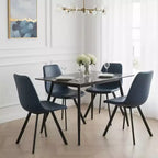 LeisureMod Markley Chaise de salle à manger moderne en cuir, assise rembourrée, pieds en métal, design élégant pour cuisine, salle à manger, bureau, salon ou café