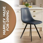 LeisureMod Markley Chaise de salle à manger moderne en cuir, assise rembourrée, pieds en métal, design élégant pour cuisine, salle à manger, bureau, salon ou café