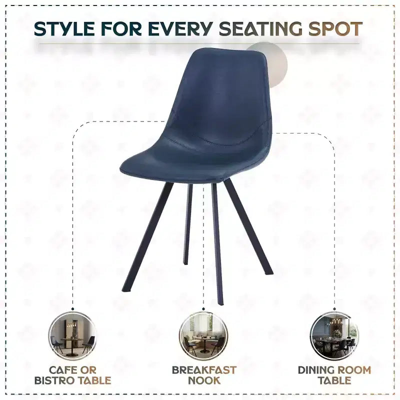 LeisureMod Markley Chaise de salle à manger moderne en cuir, assise rembourrée, pieds en métal, design élégant pour cuisine, salle à manger, bureau, salon ou café