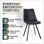 LeisureMod Markley Chaise de salle à manger moderne en cuir, assise rembourrée, pieds en métal, design élégant pour cuisine, salle à manger, bureau, salon ou café