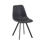 LeisureMod Markley Modern Leather Dining Chair Upholstered Seat Metal Legs Sleek Design for Kitchen, Dining Room, Office, Lounge, or Cafe