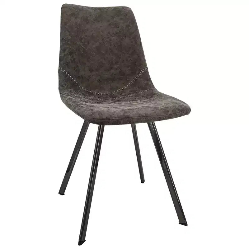 LeisureMod Markley Chaise de salle à manger moderne en cuir, assise rembourrée, pieds en métal, design élégant pour cuisine, salle à manger, bureau, salon ou café