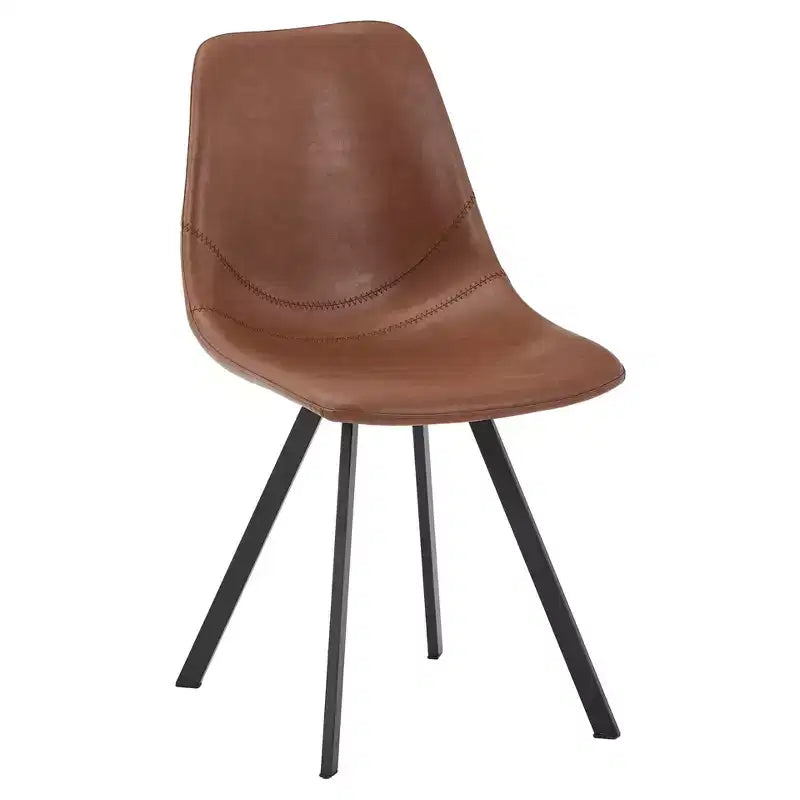 LeisureMod Markley Chaise de salle à manger moderne en cuir, assise rembourrée, pieds en métal, design élégant pour cuisine, salle à manger, bureau, salon ou café