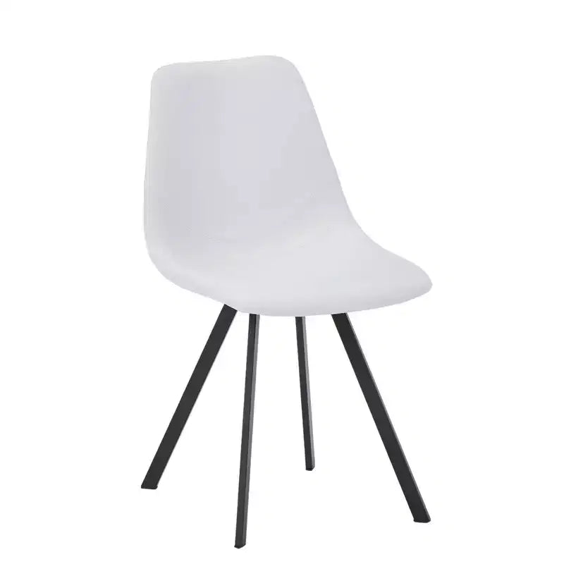 LeisureMod Markley Chaise de salle à manger moderne en cuir, assise rembourrée, pieds en métal, design élégant pour cuisine, salle à manger, bureau, salon ou café