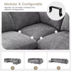 GDFStudio Hudson Canapé modulable d'angle 6 places moderne en chenille convertible en lit en forme de U avec pouf