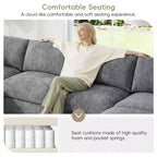 GDFStudio Hudson Canapé modulable d'angle 6 places moderne en chenille convertible en lit en forme de U avec pouf