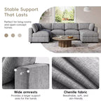 GDFStudio Hudson Canapé modulable d'angle 6 places moderne en chenille convertible en lit en forme de U avec pouf