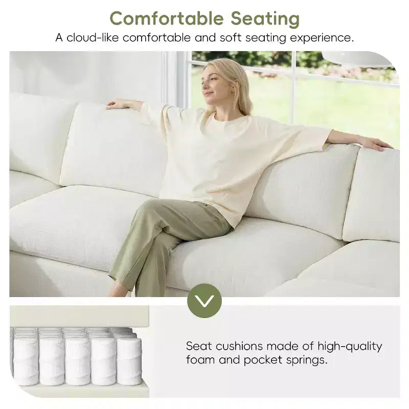 GDFStudio Hudson Canapé modulable d'angle 6 places moderne en chenille convertible en lit en forme de U avec pouf