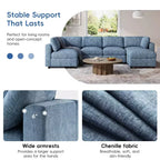 GDFStudio Hudson Canapé modulable d'angle 6 places moderne en chenille convertible en lit en forme de U avec pouf