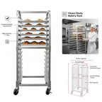Étagère à plaques à pâtisserie en aluminium - Chariot de refroidissement mobile à roues verrouillables - pour cuisine et pâtisserie