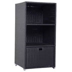 Poolside Towel Cabinet, Rattan Wicker with Storage,2-Tier Shelves and Bottom Drawer, for Pool, Patio Backyard, 47, Dark Brown