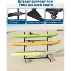 Porte-kayak autoportant robuste à 3 niveaux, porte-bagages en acier avec roues verrouillables, peut contenir des kayaks, des canoës, des SUP, des planches de surf jusqu'à 54 kg, pour garage