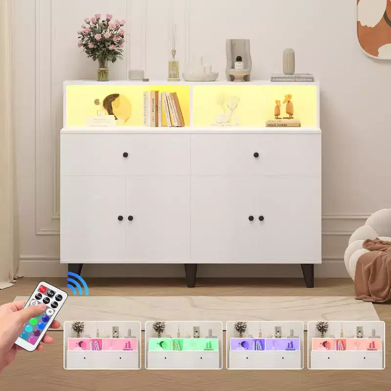 Armoire de rangement, meuble de bar à café avec tiroirs et étagères réglables, buffet de cuisine autoportant avec huche pour salon, cuisine