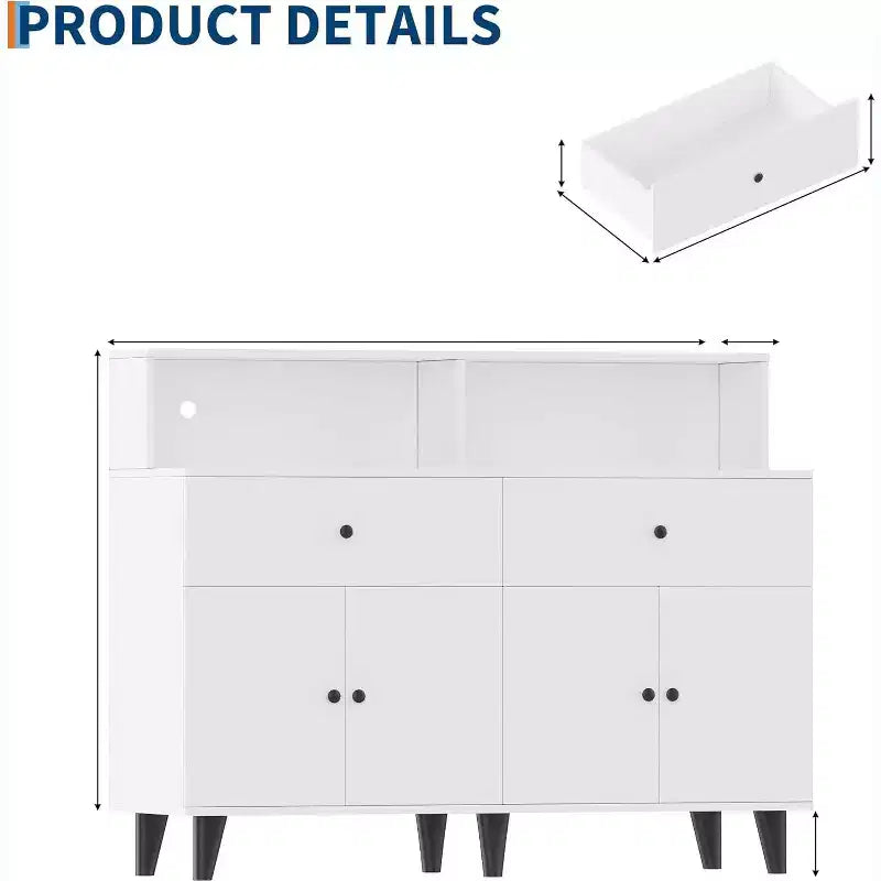Armoire de rangement, meuble de bar à café avec tiroirs et étagères réglables, buffet de cuisine autoportant avec huche pour salon, cuisine