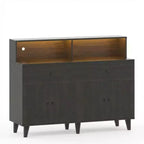 Armoire de rangement, meuble de bar à café avec tiroirs et étagères réglables, buffet de cuisine autoportant avec huche pour salon, cuisine