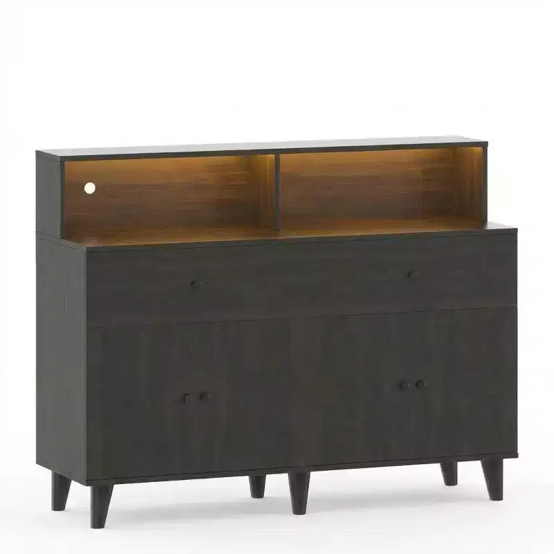 Armoire de rangement, meuble de bar à café avec tiroirs et étagères réglables, buffet de cuisine autoportant avec huche pour salon, cuisine