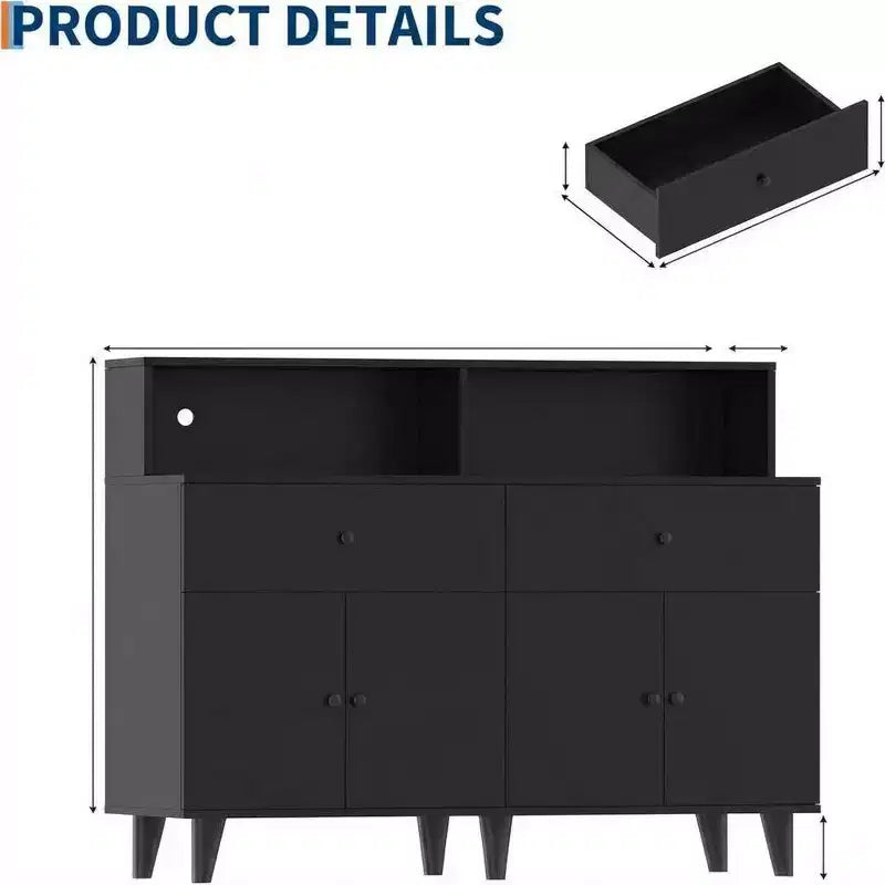 Armoire de rangement, meuble de bar à café avec tiroirs et étagères réglables, buffet de cuisine autoportant avec huche pour salon, cuisine