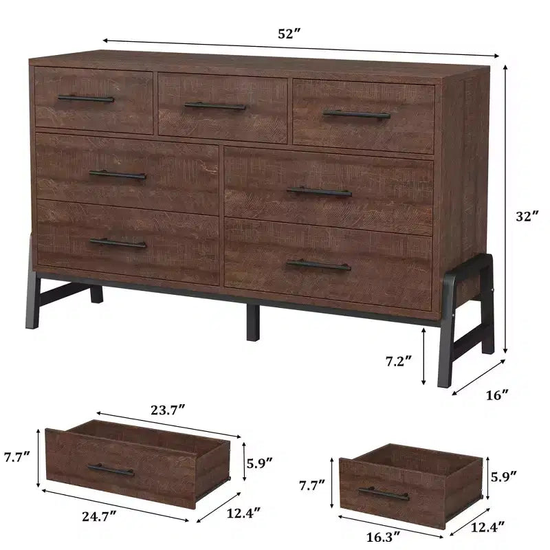 Commode de rangement en bois à 7 tiroirs, meuble de rangement pour chambre, salon et entrée