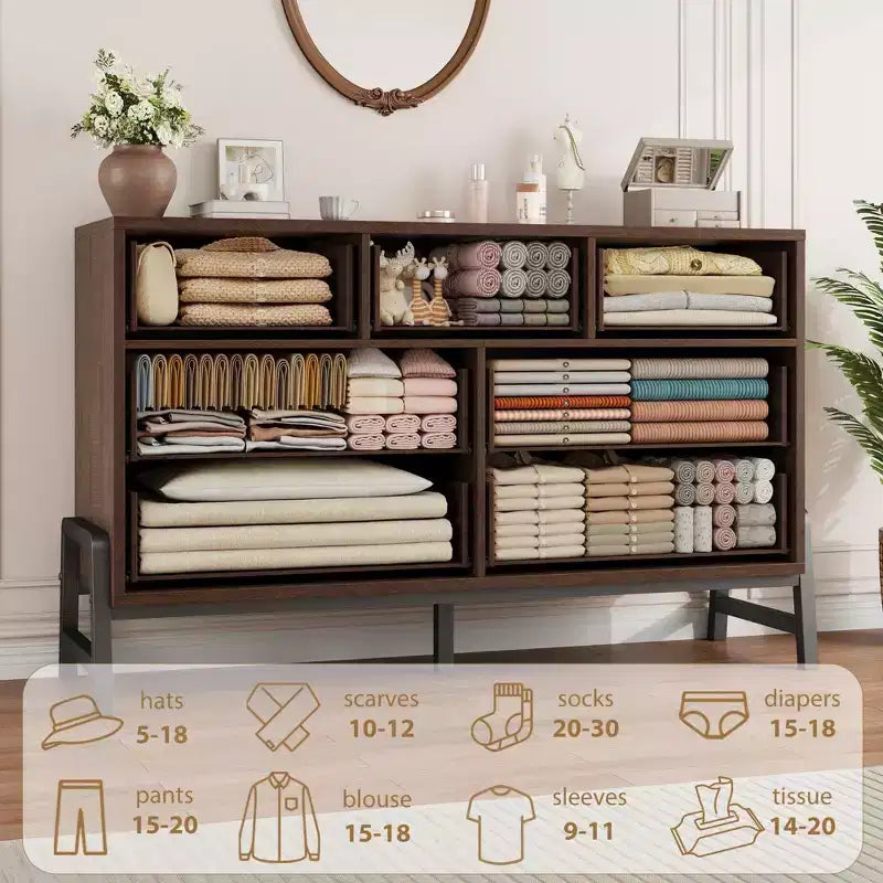 Commode de rangement en bois à 7 tiroirs, meuble de rangement pour chambre, salon et entrée