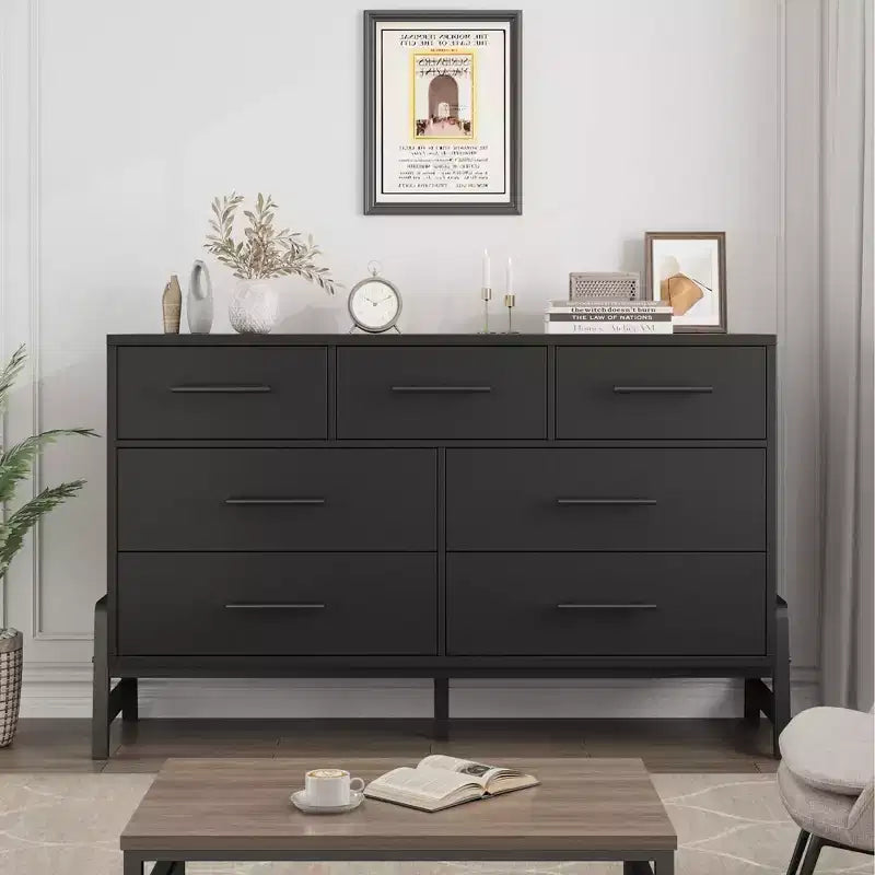 Commode de rangement en bois à 7 tiroirs, meuble de rangement pour chambre, salon et entrée