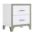 Table de chevet moderne laquée brillante avec 2 tiroirs, élégante table de chevet avec pieds et poignées en métal - Panipeachy