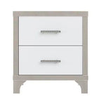 Table de chevet moderne laquée brillante avec 2 tiroirs, élégante table de chevet avec pieds et poignées en métal - Panipeachy