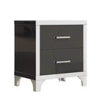 Table de chevet moderne laquée brillante avec 2 tiroirs, élégante table de chevet avec pieds et poignées en métal - Panipeachy