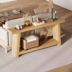 Table Console d'Entrée 70,9", Table de Canapé Étroite et Longue à 2 Niveaux, Table Derrière Canapé en Bois, Table d'Entrée pour Salon, Couloir, Hall, Marron