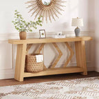 Table Console d'Entrée 70,9", Table de Canapé Étroite et Longue à 2 Niveaux, Table Derrière Canapé en Bois, Table d'Entrée pour Salon, Couloir, Hall, Marron