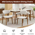 Lot de 2 Chaises de Salle à Manger en Bois Confort Supérieur, Assise Rembourrée en Lin Pieds Café Design Élégant, Idéales pour Cuisine Salle à Manger Chambre