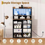 Commode, commode intelligente avec 11 tiroirs en tissu, station de recharge intégrée et RVB contrôlable par application, style industriel blanc