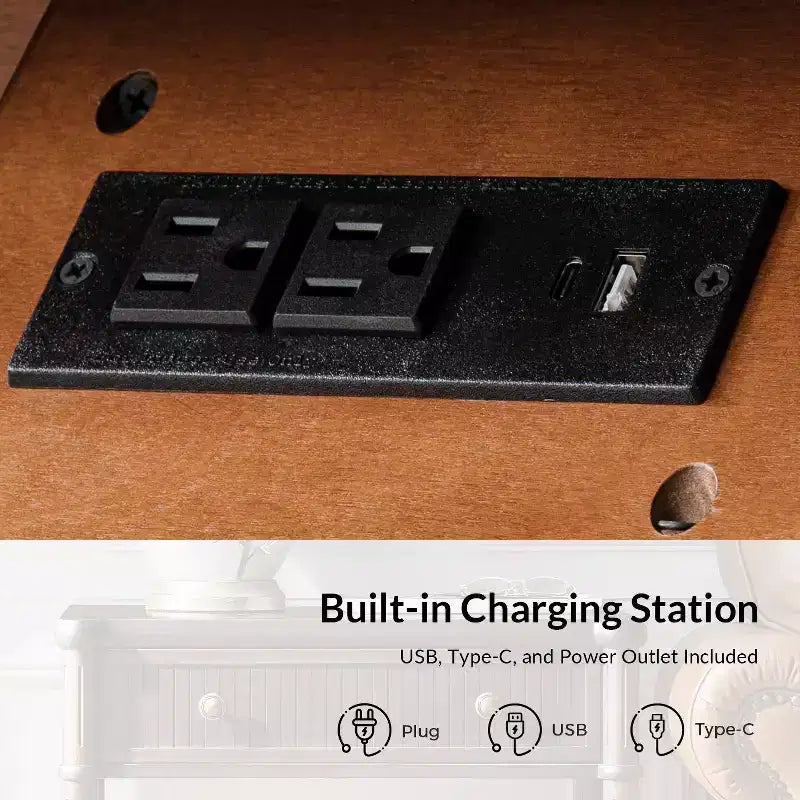 Godefroy Table d'appoint 1 tiroir, 66 cm, lot de 2 | HULALA HOME-WALNUT