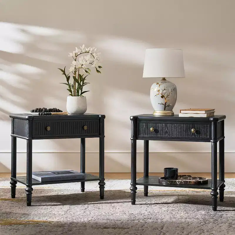 Godefroy Table d'appoint 1 tiroir, 66 cm, lot de 2 | HULALA HOME-WALNUT