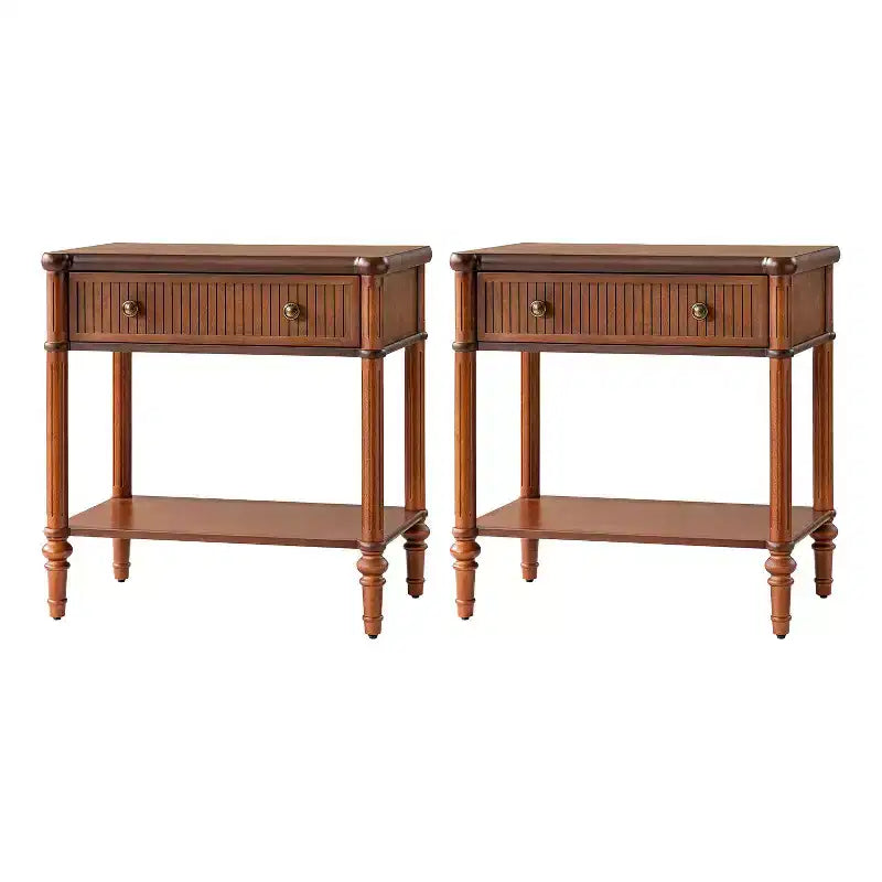 Godefroy Table d'appoint 1 tiroir, 66 cm, lot de 2 | HULALA HOME-WALNUT