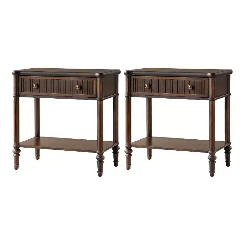 Godefroy Table d'appoint 1 tiroir, 66 cm, lot de 2 | HULALA HOME-WALNUT