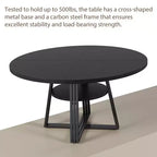 Table à manger ronde pour 4-6 personnes, table de cuisine de style ferme de 120 cm avec rangement, tables à dîner circulaires pour la cuisine, la salle à manger, le salon, la salle de réunion
