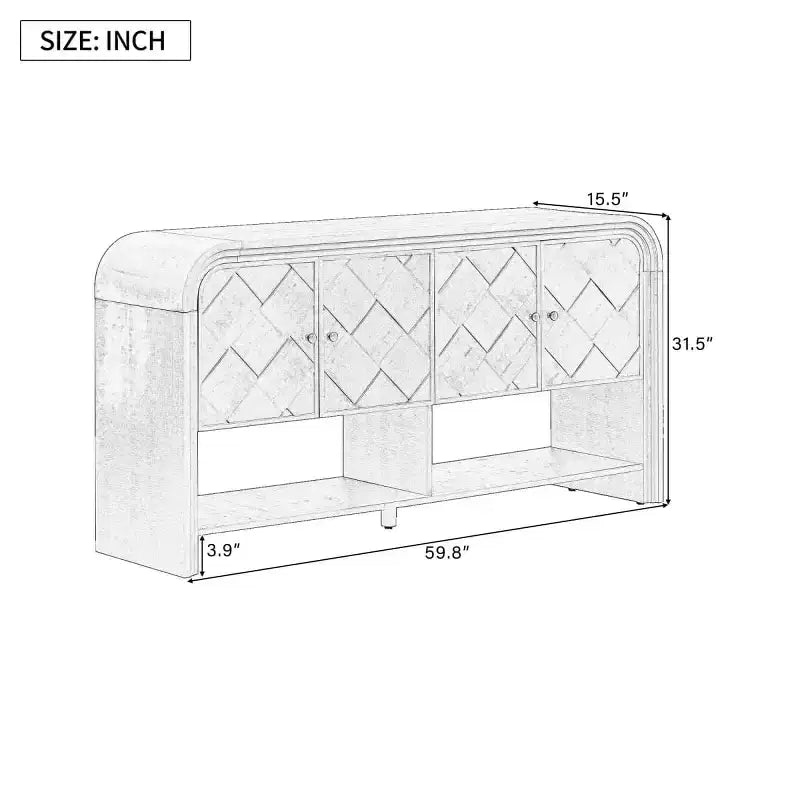 Meuble console moderne 60" avec rangement, table d'entrée avec coins arrondis pour couloir ou salon - Panipeachy